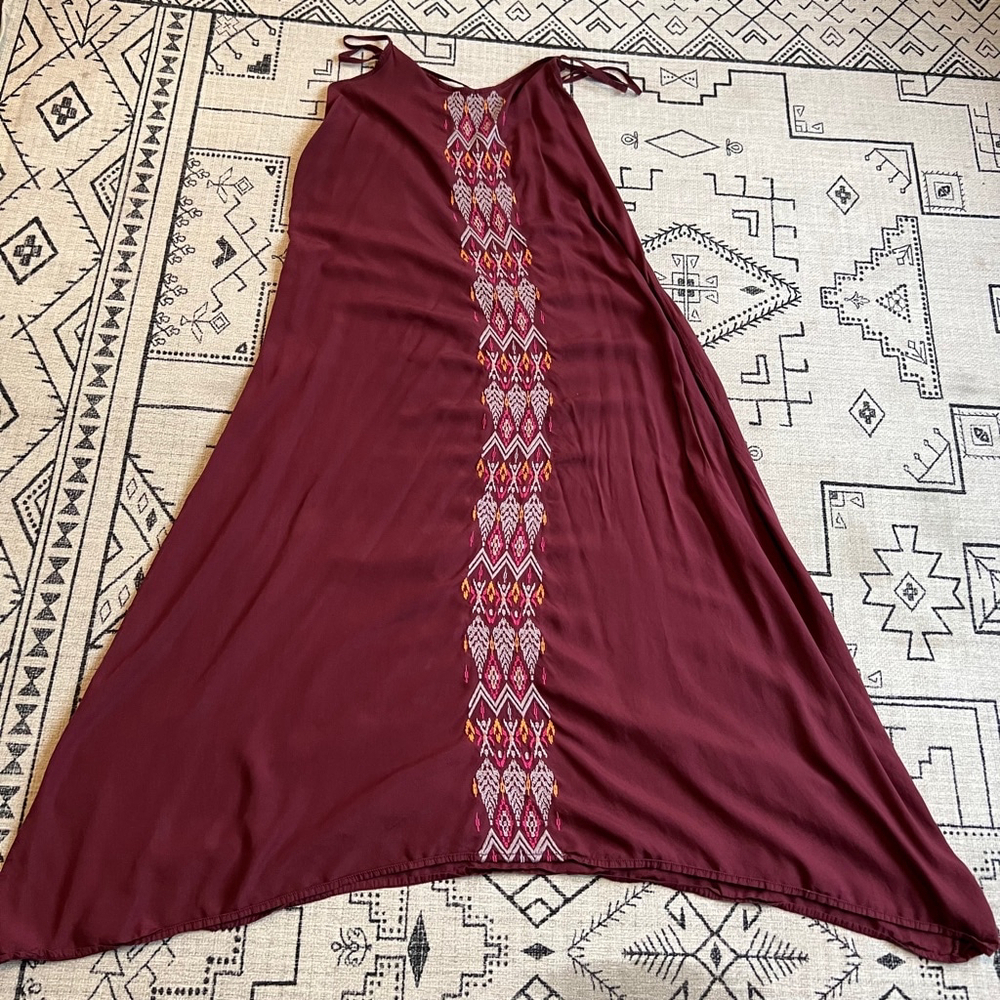 prAna Burgundy Maxi Dress XS